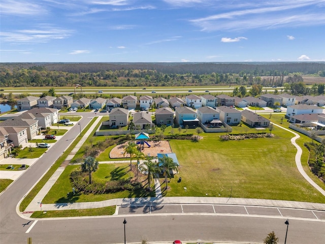 drone / aerial view with a residential view