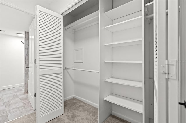 spacious closet with carpet flooring