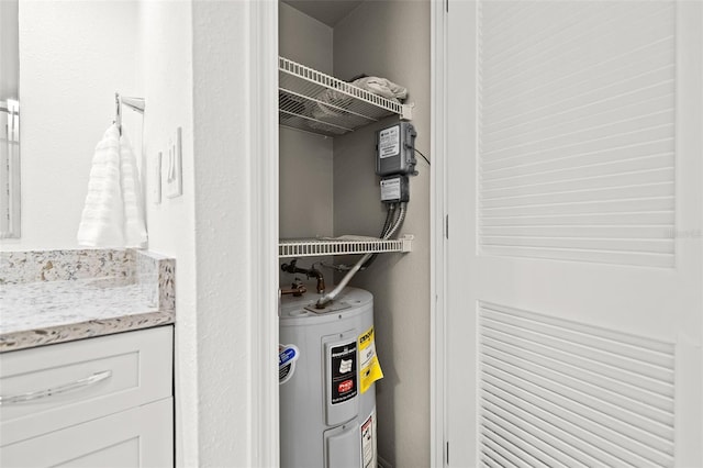 laundry room with water heater