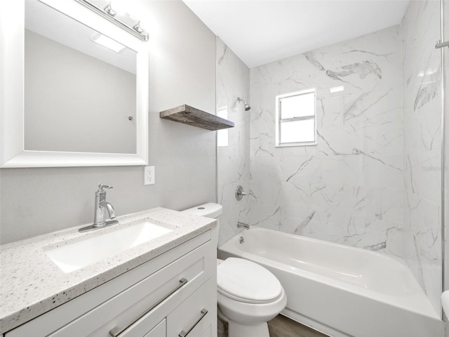 full bathroom featuring vanity, toilet, and shower / bath combination