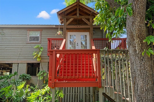 wooden deck with french doors