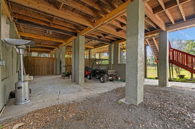 view of patio featuring stairway