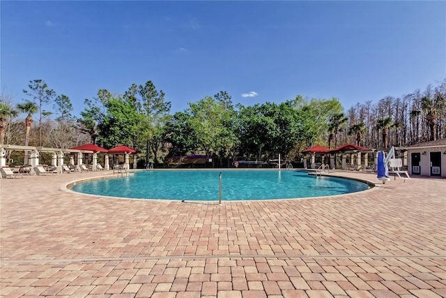 pool featuring a patio area