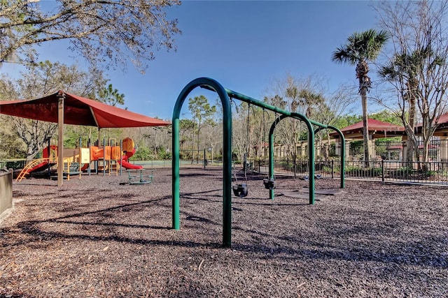 community play area featuring fence