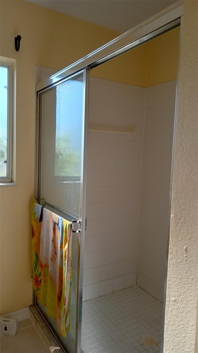 bathroom featuring a shower stall