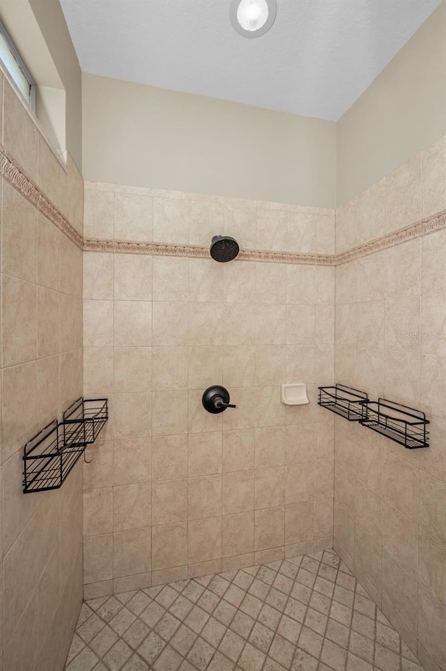 bathroom with a tile shower