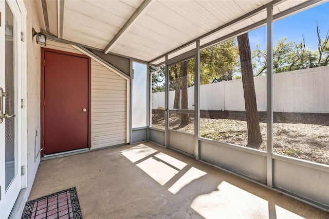 view of unfurnished sunroom