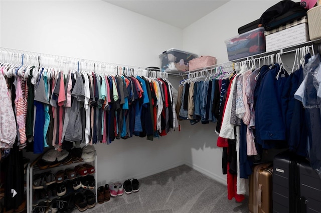 walk in closet featuring carpet