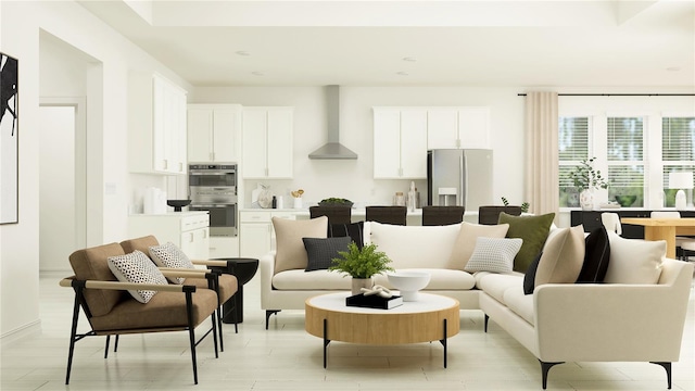 living room with light wood finished floors