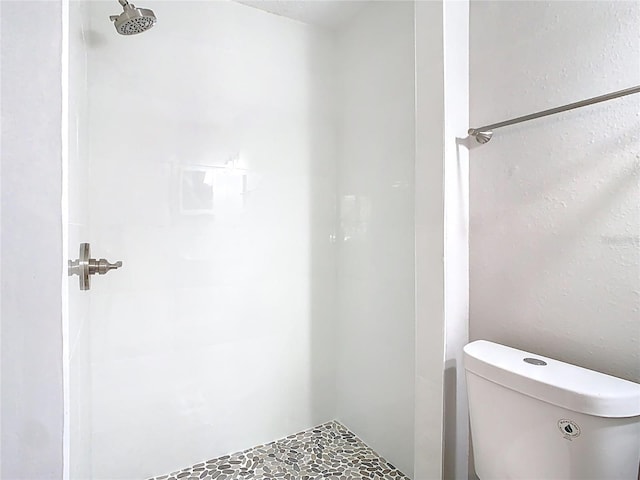 bathroom with toilet and walk in shower