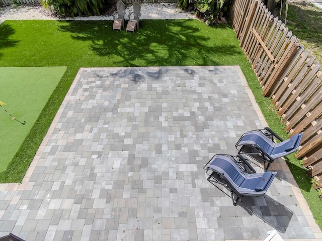 view of patio featuring a fenced backyard