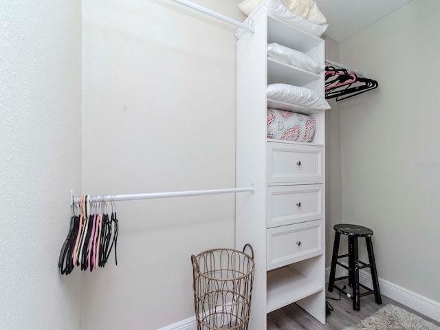 spacious closet with wood finished floors