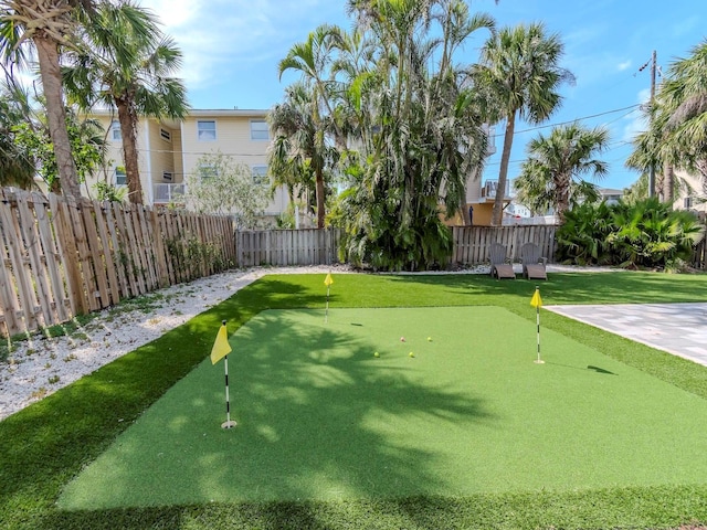 view of yard with a fenced backyard