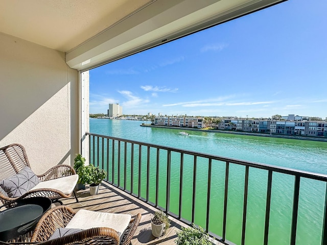 balcony with a water view