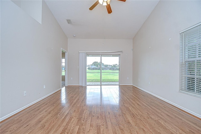 34907 Double Eagle Ct, Zephyrhills, FL 33541 - unfurnished room featuring ceiling fan, light wood-style flooring, and baseboards