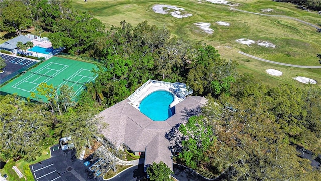 34907 Double Eagle Ct, Zephyrhills, FL 33541 - drone / aerial view of a pool and a local golf course