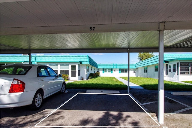 view of covered parking lot