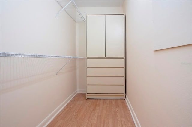 spacious closet with light wood-style flooring