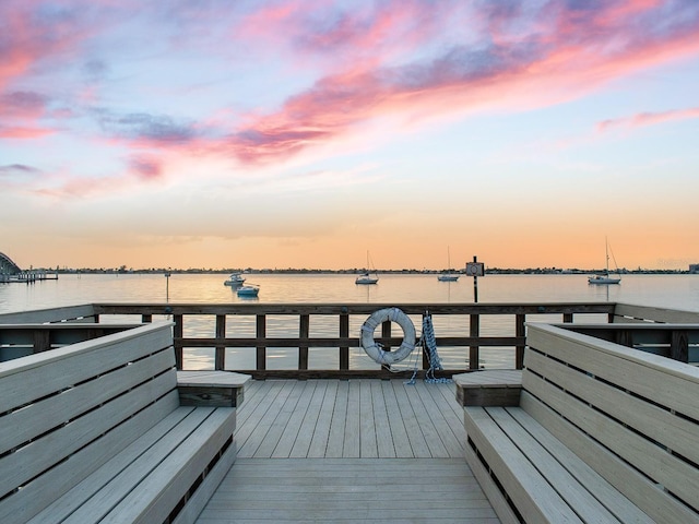 dock area featuring a water view