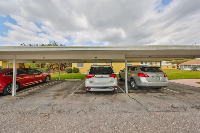 view of covered parking lot