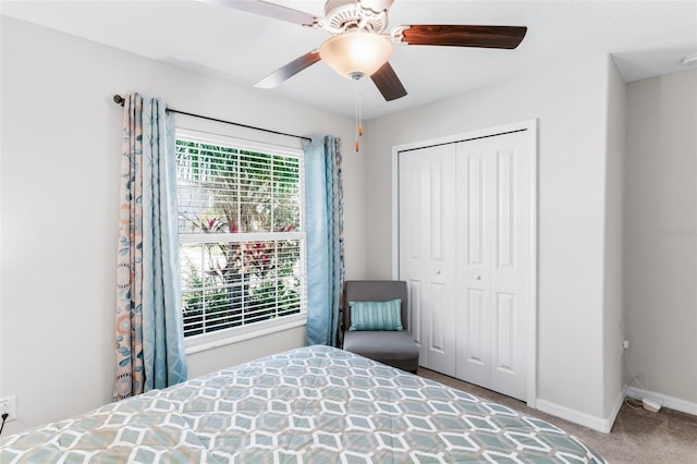 10105 Paradise Fish Dr, Riverview, FL 33578 - unfurnished bedroom with a ceiling fan, baseboards, a closet, and carpet floors