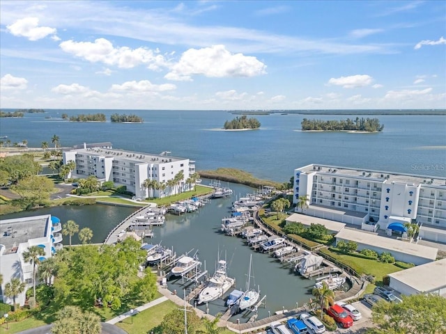 bird's eye view featuring a water view