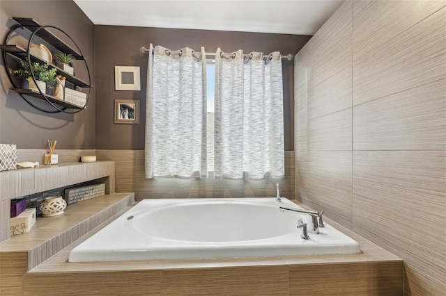 bathroom featuring a garden tub