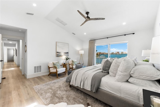 517 Belle Isle Ave, Belleair Beach, FL 33786 - bedroom with light wood-type flooring, recessed lighting, baseboards, access to exterior, and visible vents