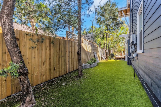 view of yard featuring a fenced backyard