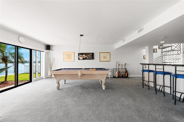 520 Belle Isle Ave, Belleair Beach, FL 33786 - rec room featuring visible vents, baseboards, pool table, and carpet flooring