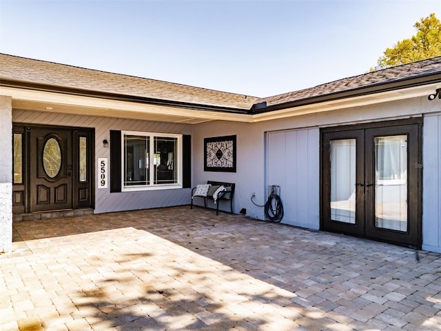 property entrance with french doors