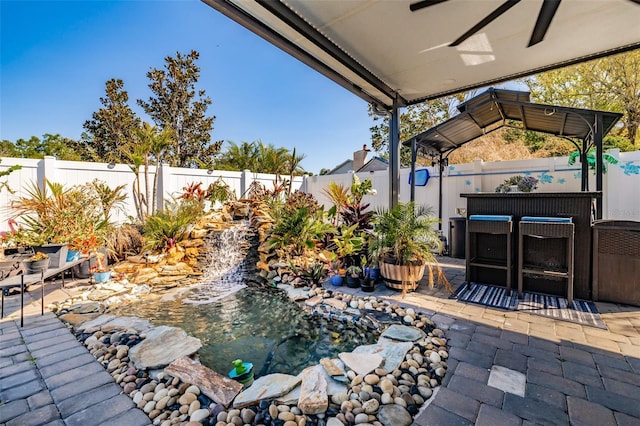 view of patio with a fenced backyard