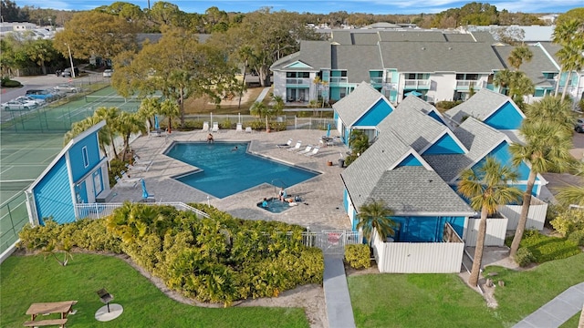 aerial view featuring a residential view