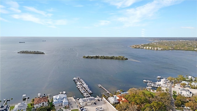 exterior space with a water view