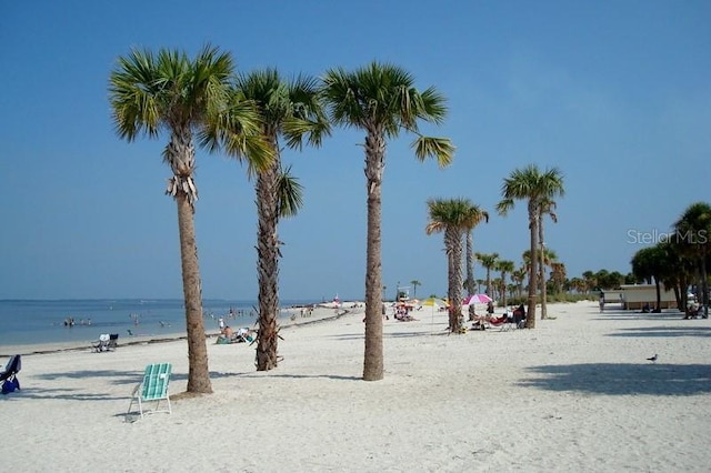 property view of water featuring a beach view