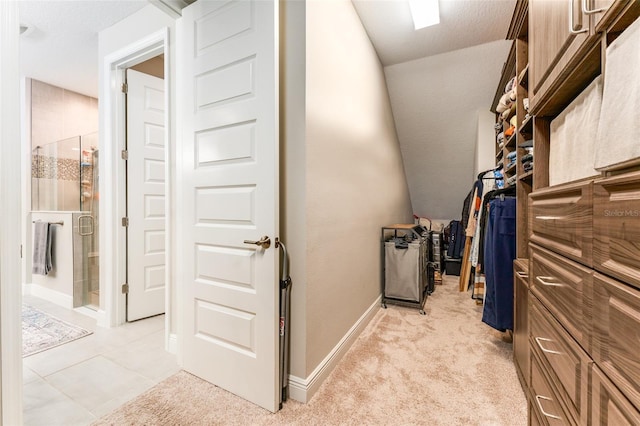 spacious closet with light carpet