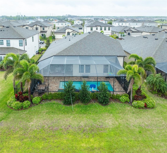 aerial view with a residential view