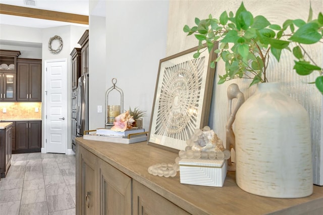 interior space with tasteful backsplash and vanity
