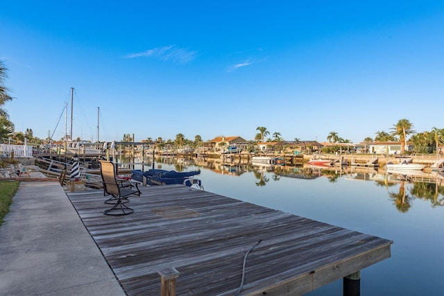 view of dock featuring a water view