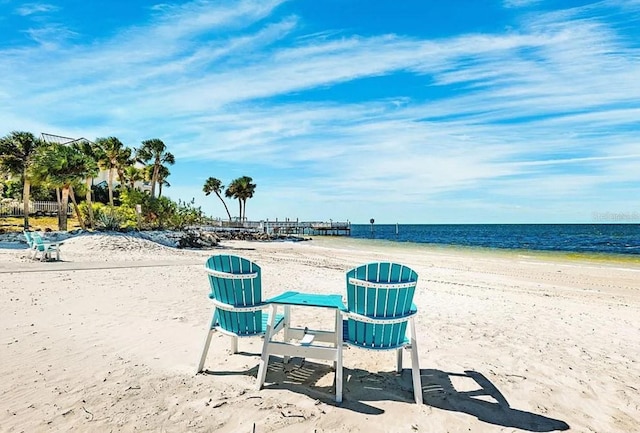 view of community with a view of the beach and a water view