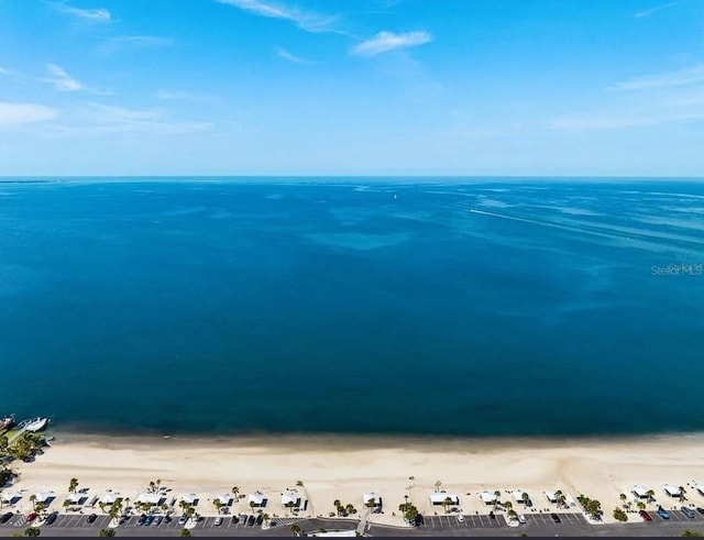 view of water feature with a view of the beach