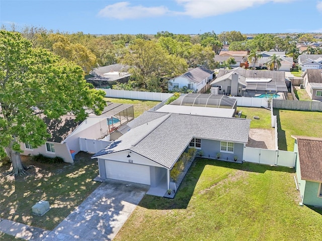 drone / aerial view with a residential view