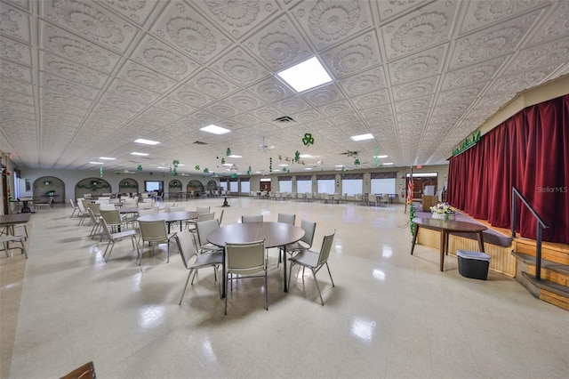 dining room with an ornate ceiling