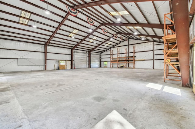 garage with metal wall