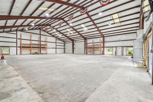 garage with metal wall
