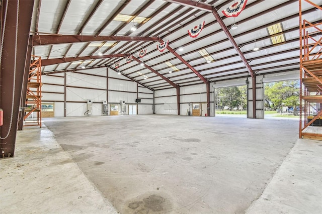 garage with metal wall