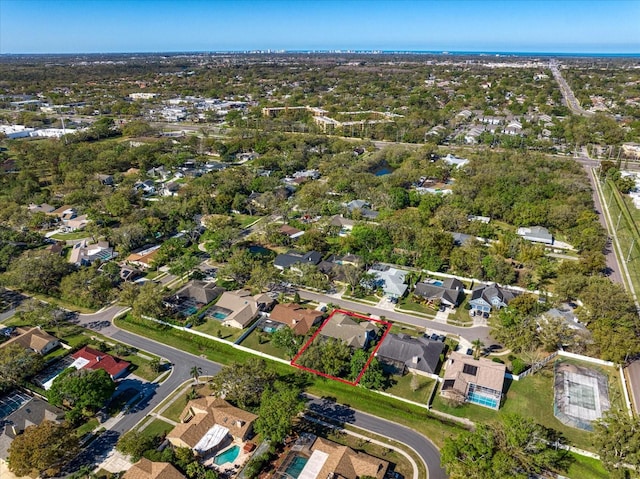 drone / aerial view with a residential view