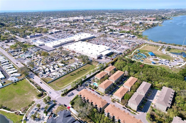 bird's eye view featuring a water view