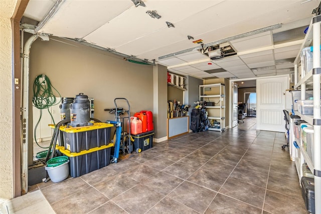 garage with a garage door opener