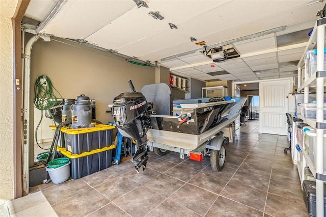 garage with a garage door opener